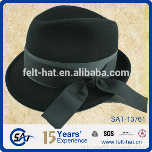 100% wool felt trilby hat with ribbon